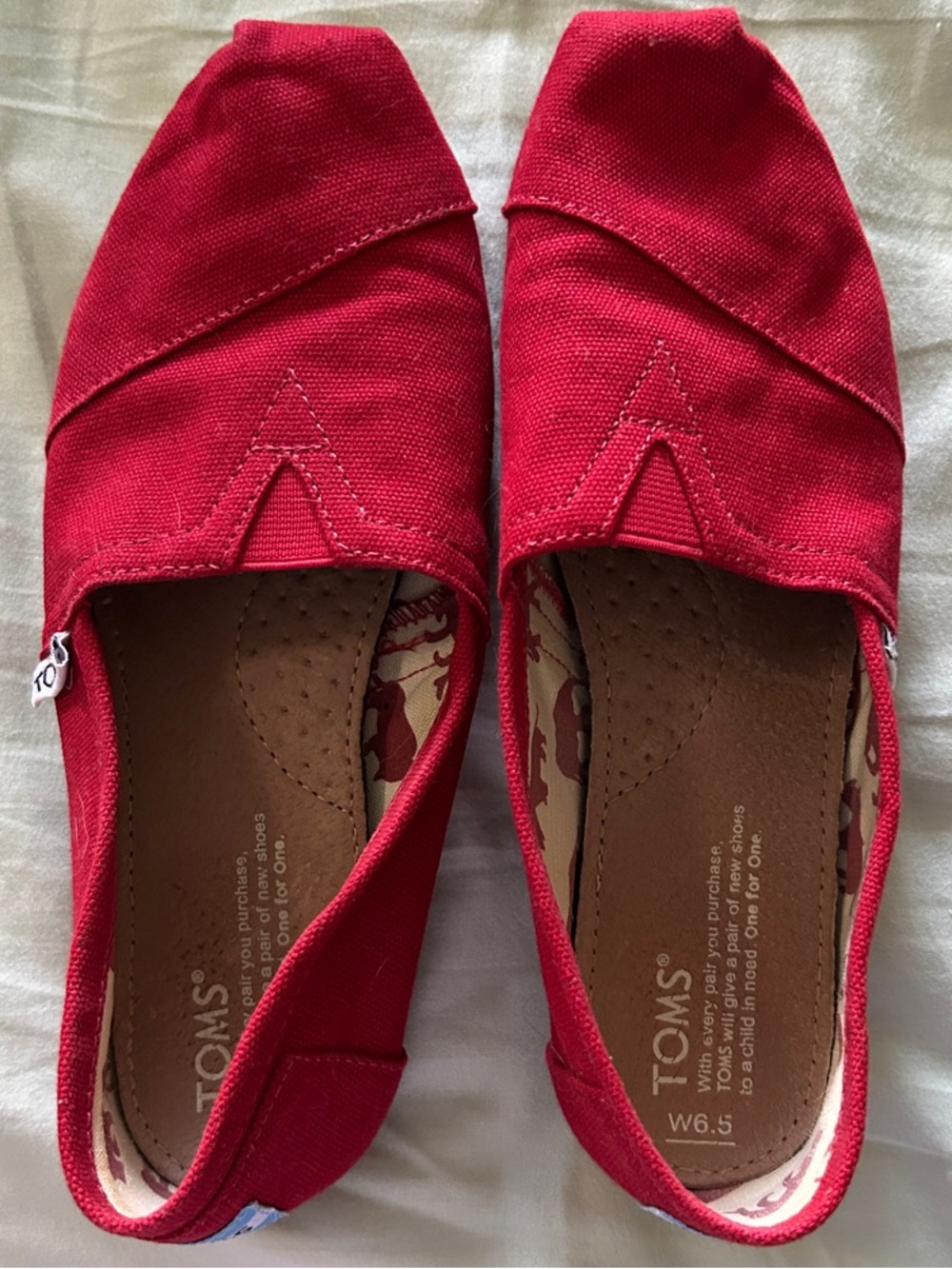 Toms Red Canvas Classic Slip-On Flats